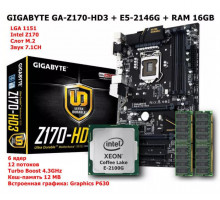 GIGABYTE GA-Z170-HD3 + E-2146G + DDR3 16GB